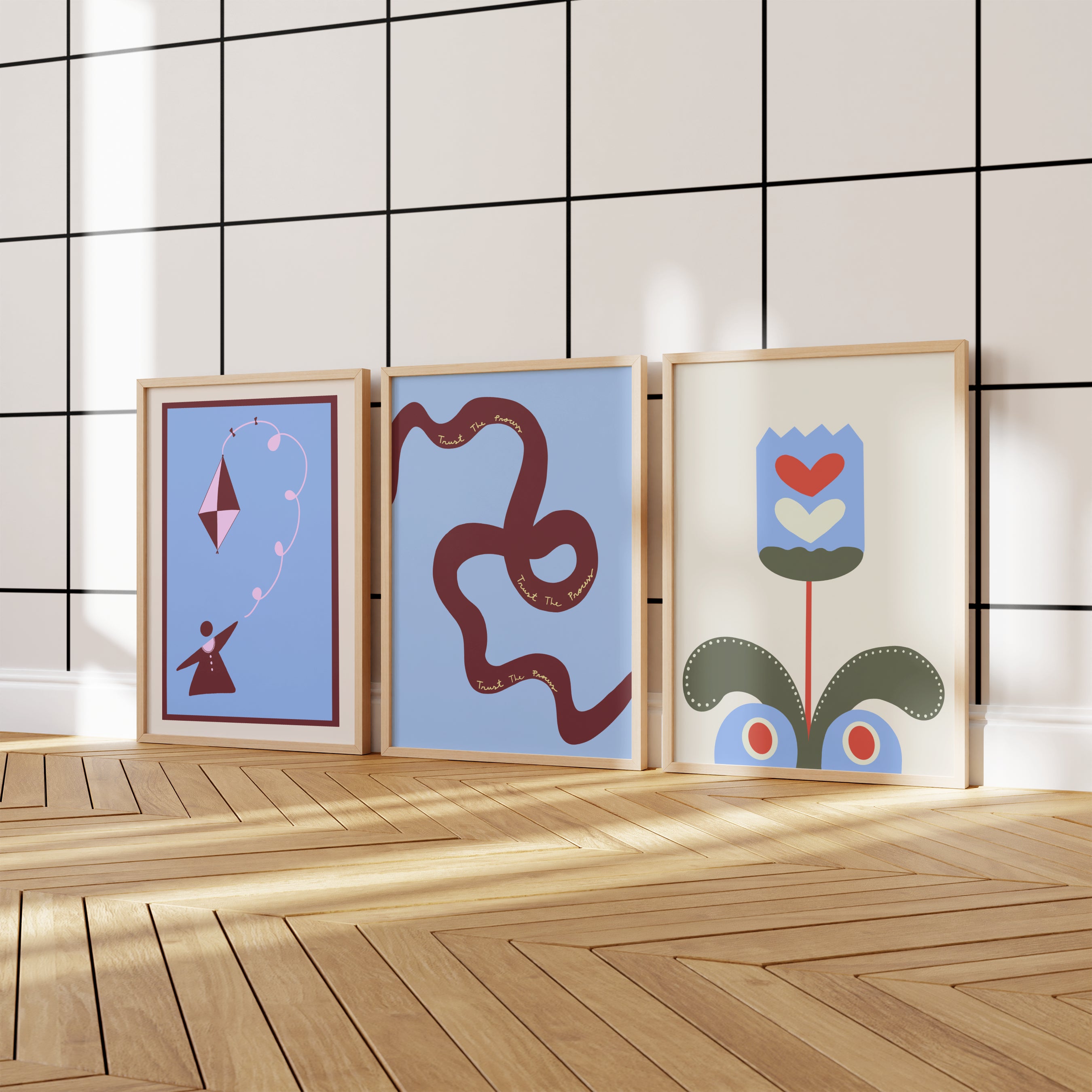 Blue Palette Print Set of 3